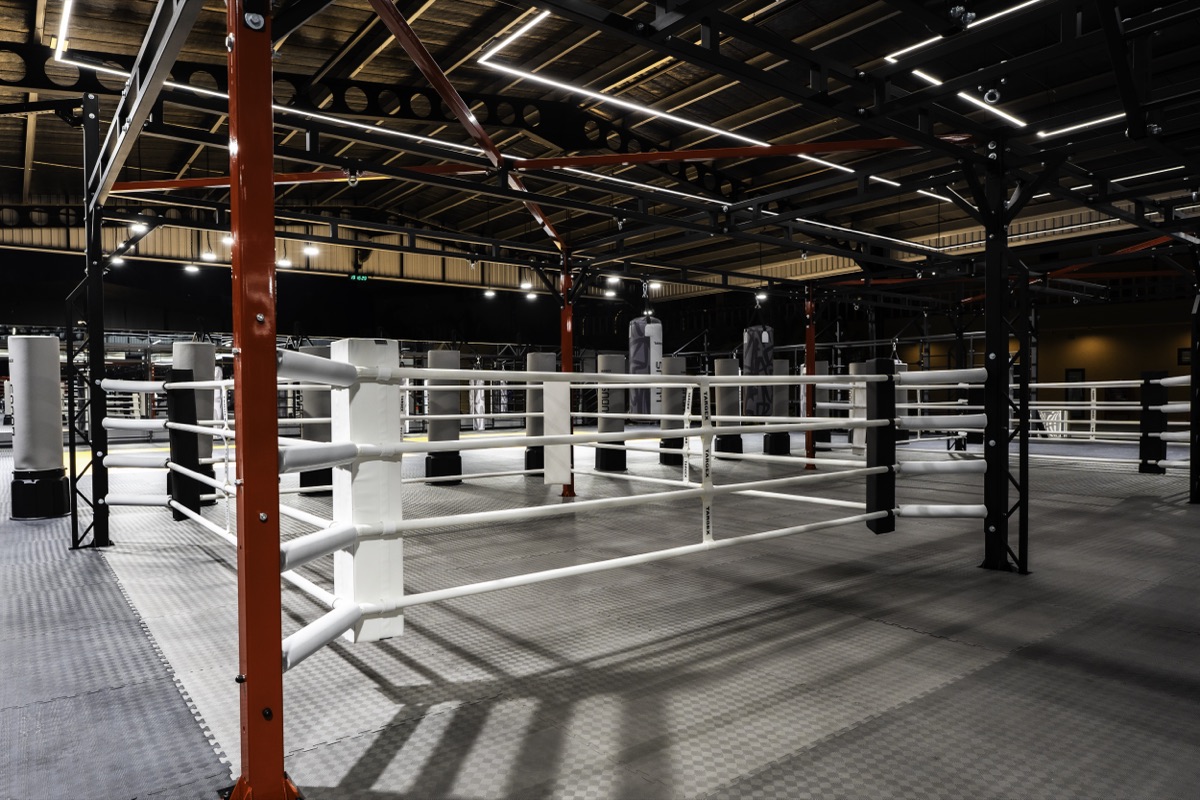 A boxing ring in the main hall at LUDUS
